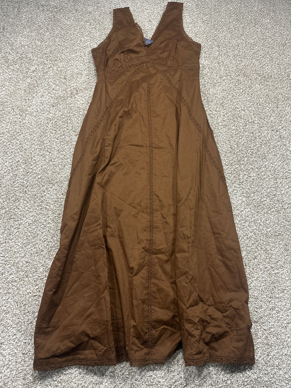 Universal Thread women’s brown sleeveless cotton maxi dress front view