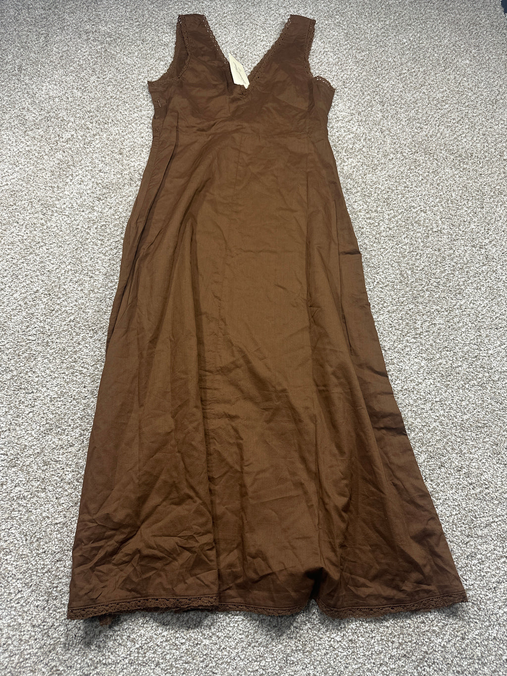 Universal Thread women’s brown sleeveless cotton maxi dress back view