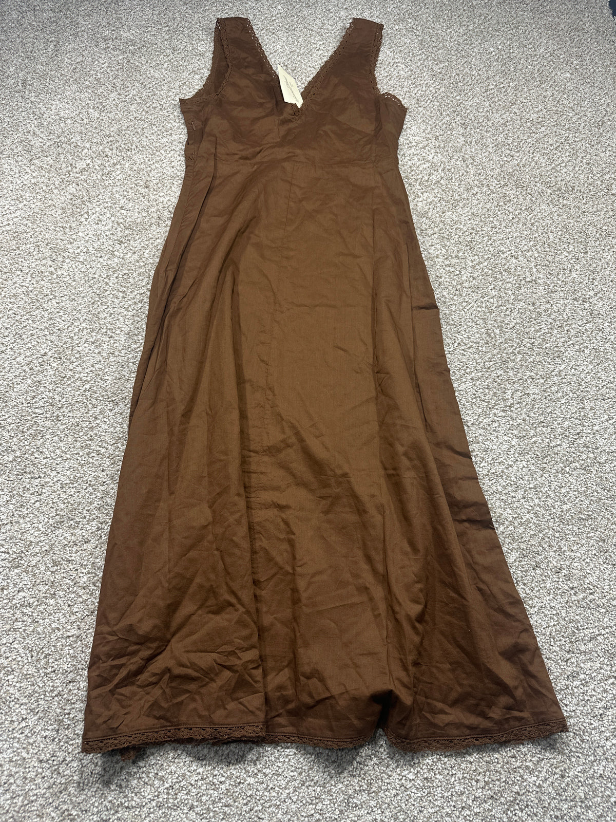 Universal Thread women’s brown sleeveless cotton maxi dress back view