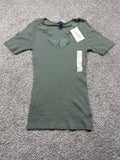 Universal Thread women’s green lace trim ribbed short sleeve T-shirt front view