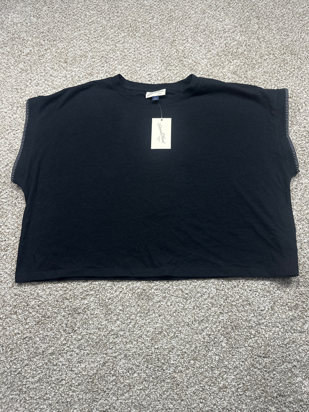 Universal Thread women’s black contrast stitch short sleeve T-shirt front view