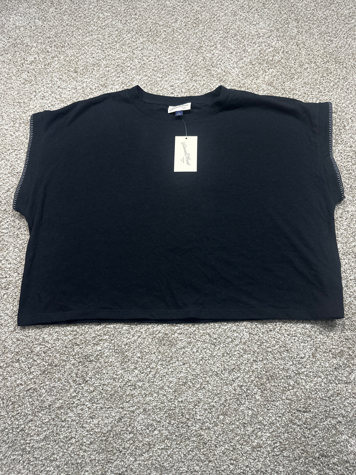Universal Thread women’s black contrast stitch short sleeve T-shirt front view