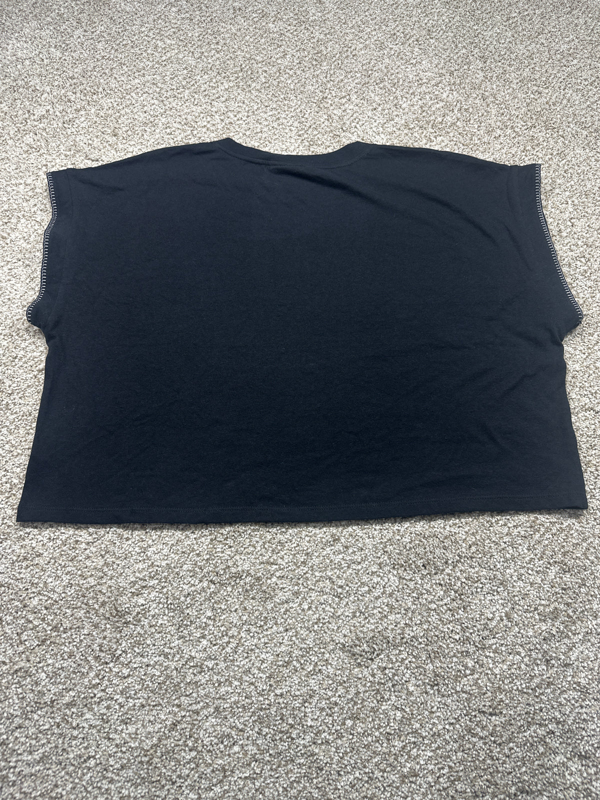 Universal Thread women’s black contrast stitch short sleeve T-shirt back view
