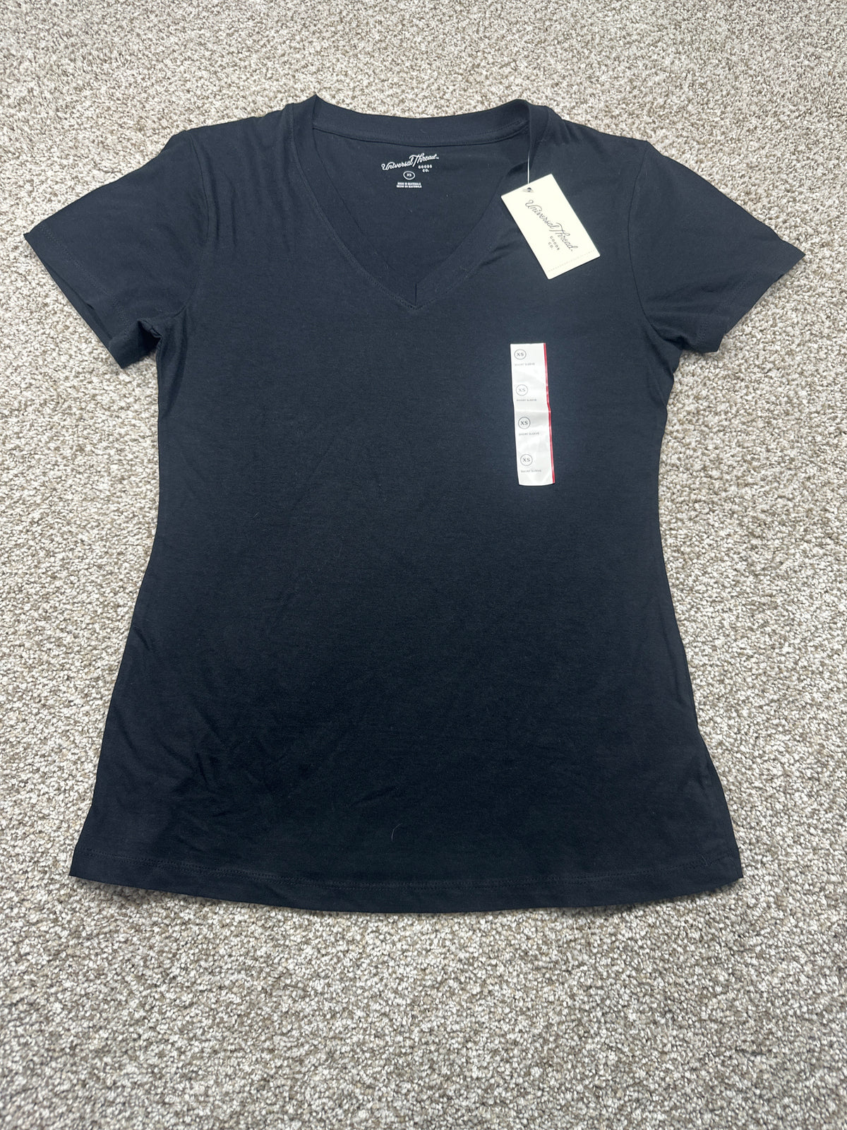 Universal Thread women’s ebony black V-neck short sleeve T-shirt front view