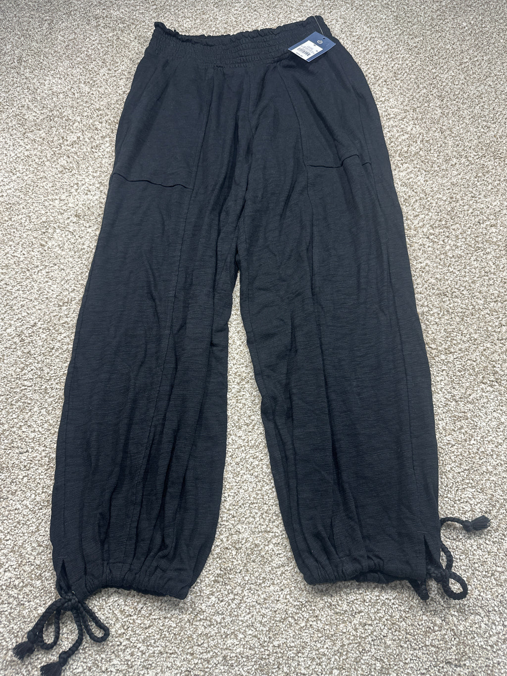 Universal Thread women’s black drawstring wide leg pants front view