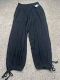 Universal Thread women’s black drawstring wide leg pants front view