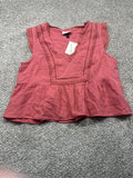 Universal Thread women’s pink crochet trim flutter sleeve blouse front view