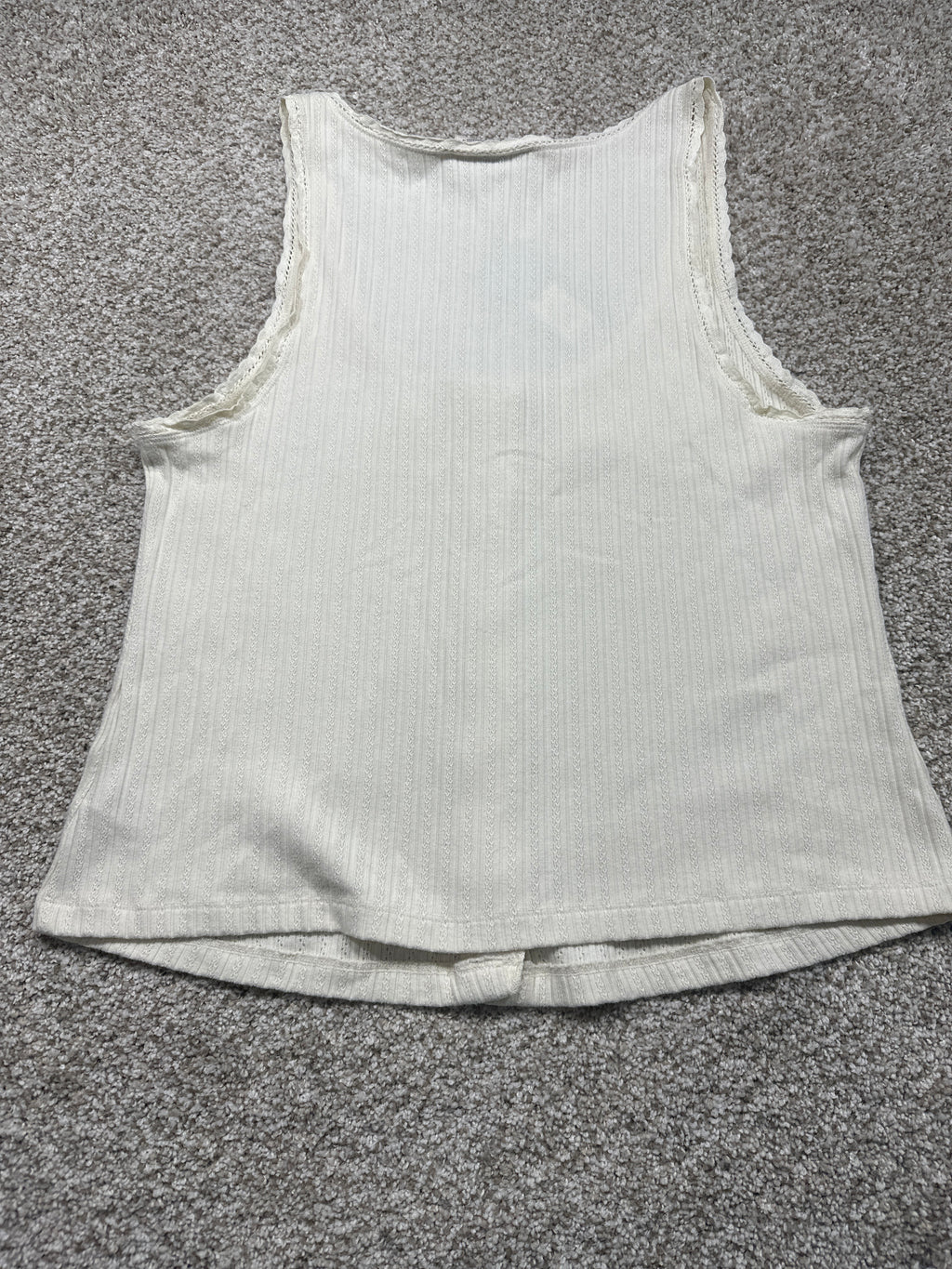 Universal Thread women's cream pointelle tank top back view