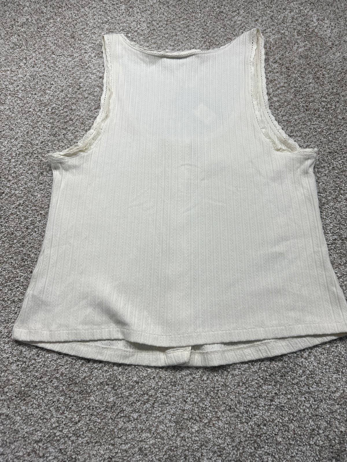 Universal Thread women's cream pointelle tank top back view