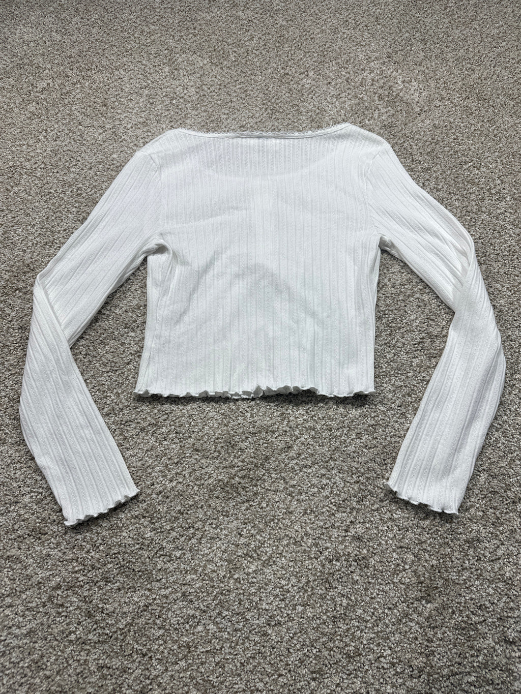 Universal Thread women's white pointelle long sleeve top back view