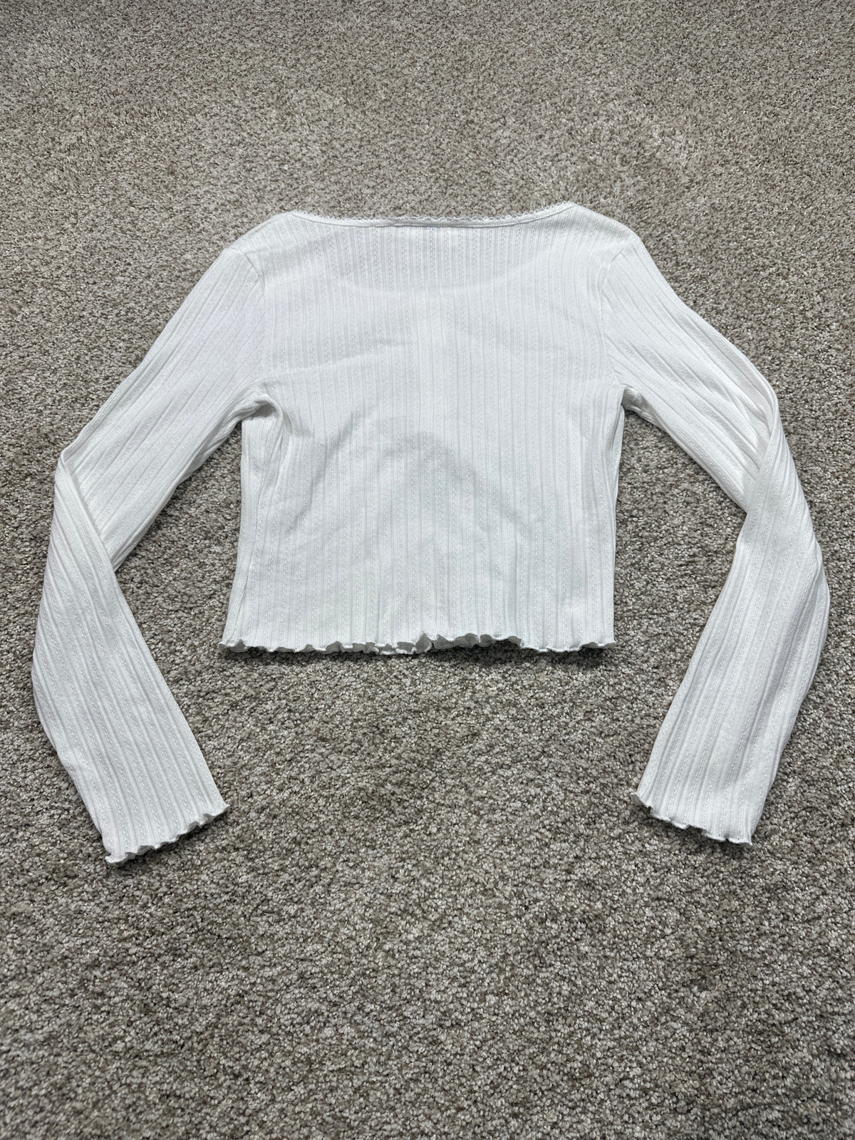Universal Thread women's white pointelle long sleeve top back view