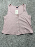 Universal Thread women's pink pointelle tank top front view