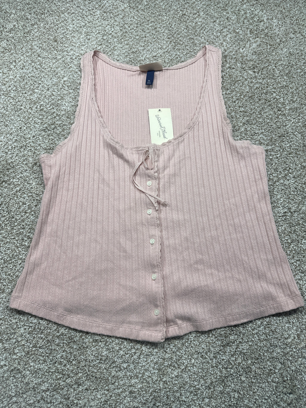 Universal Thread women's pink pointelle tank top front view
