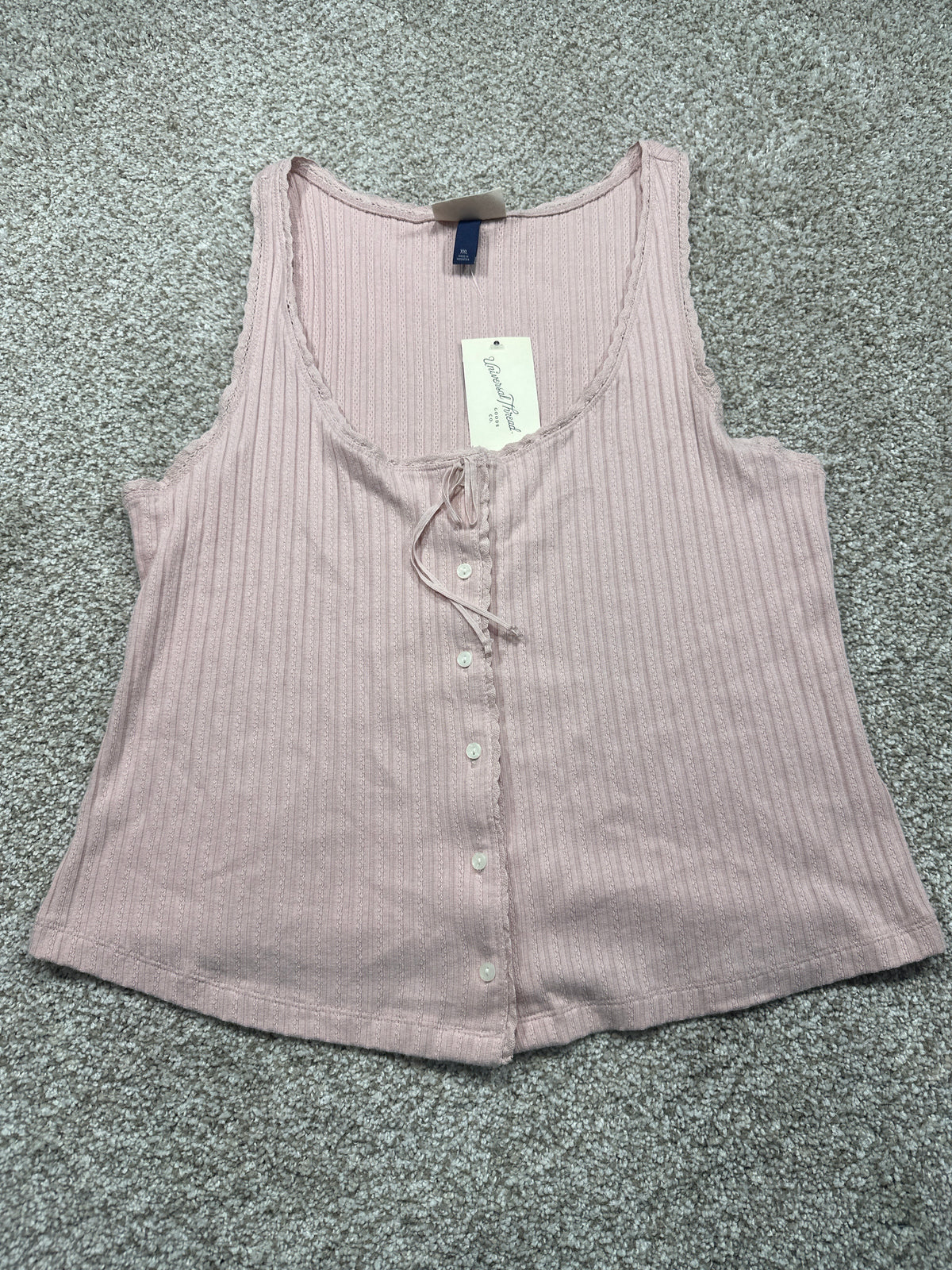 Universal Thread women's pink pointelle tank top front view