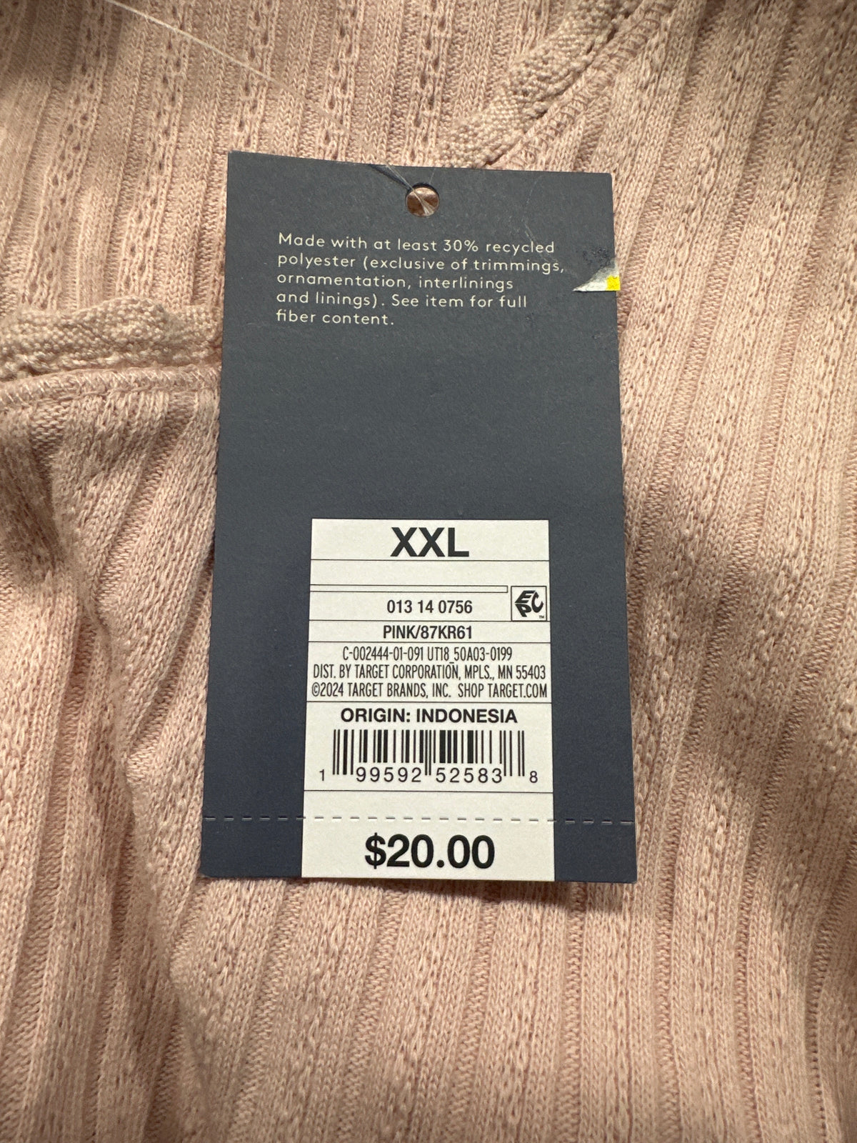 Universal Thread women's pink pointelle tank top original tag size XXL