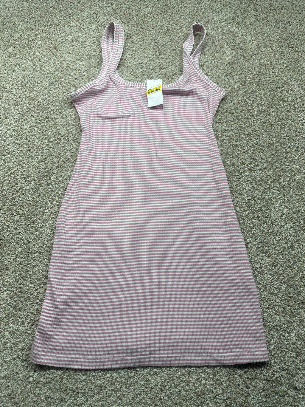 Universal Thread women's pink striped knit mini bodycon dress front view