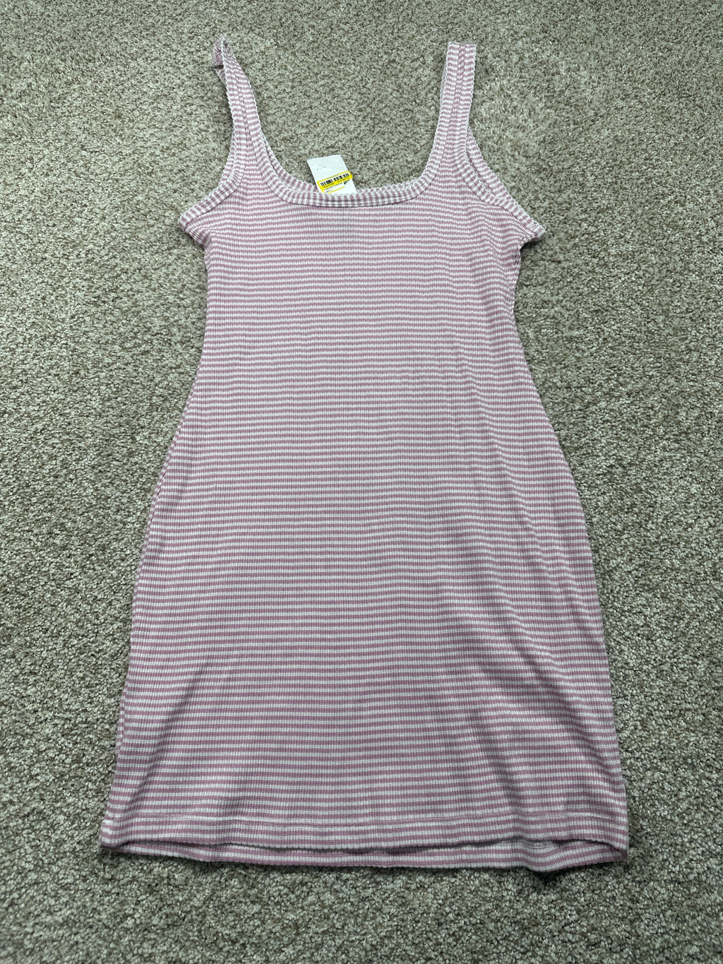 Universal Thread women's pink striped knit mini bodycon dress back view