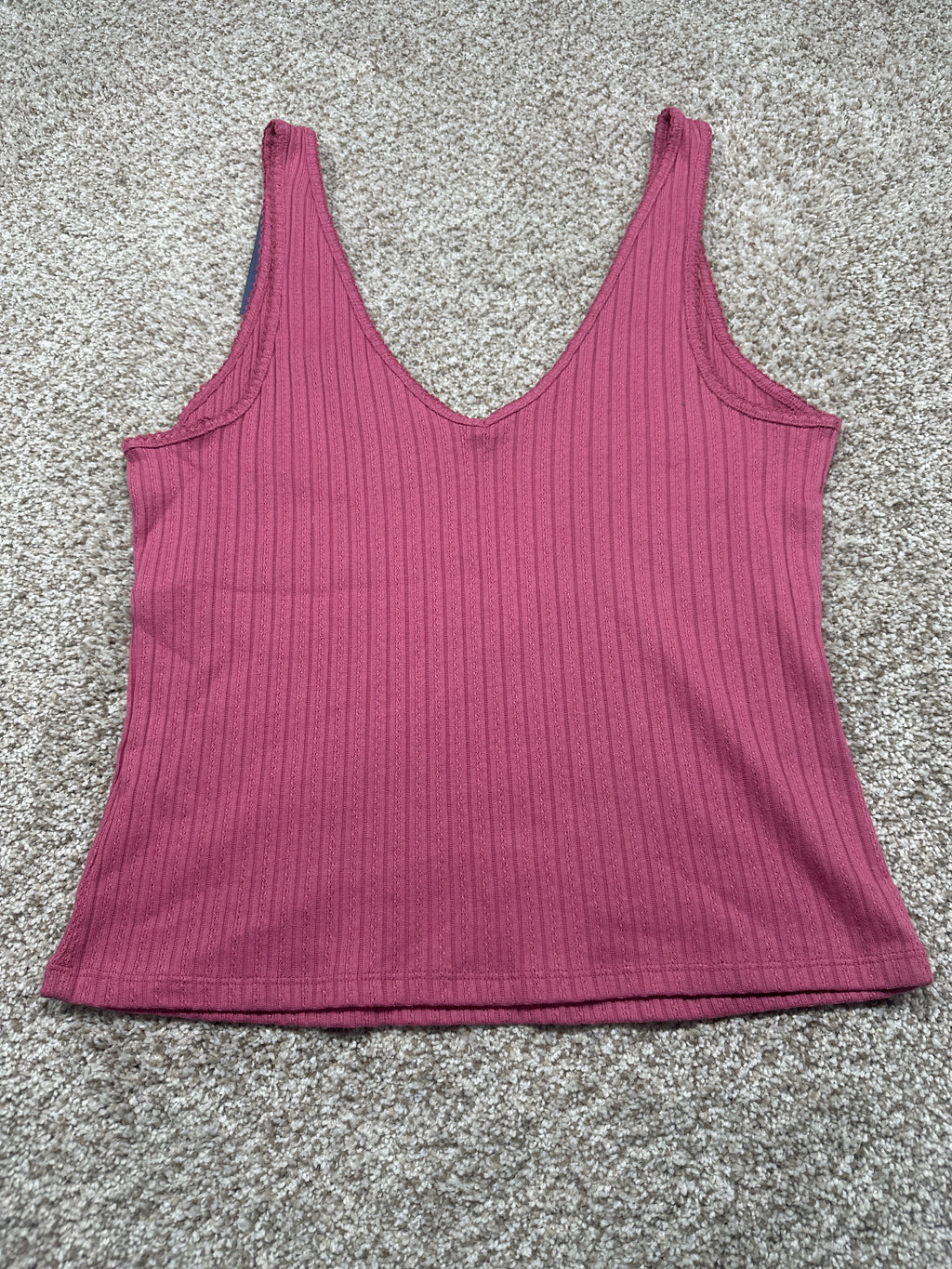 Universal Thread women's pink pointelle ribbed tank top back