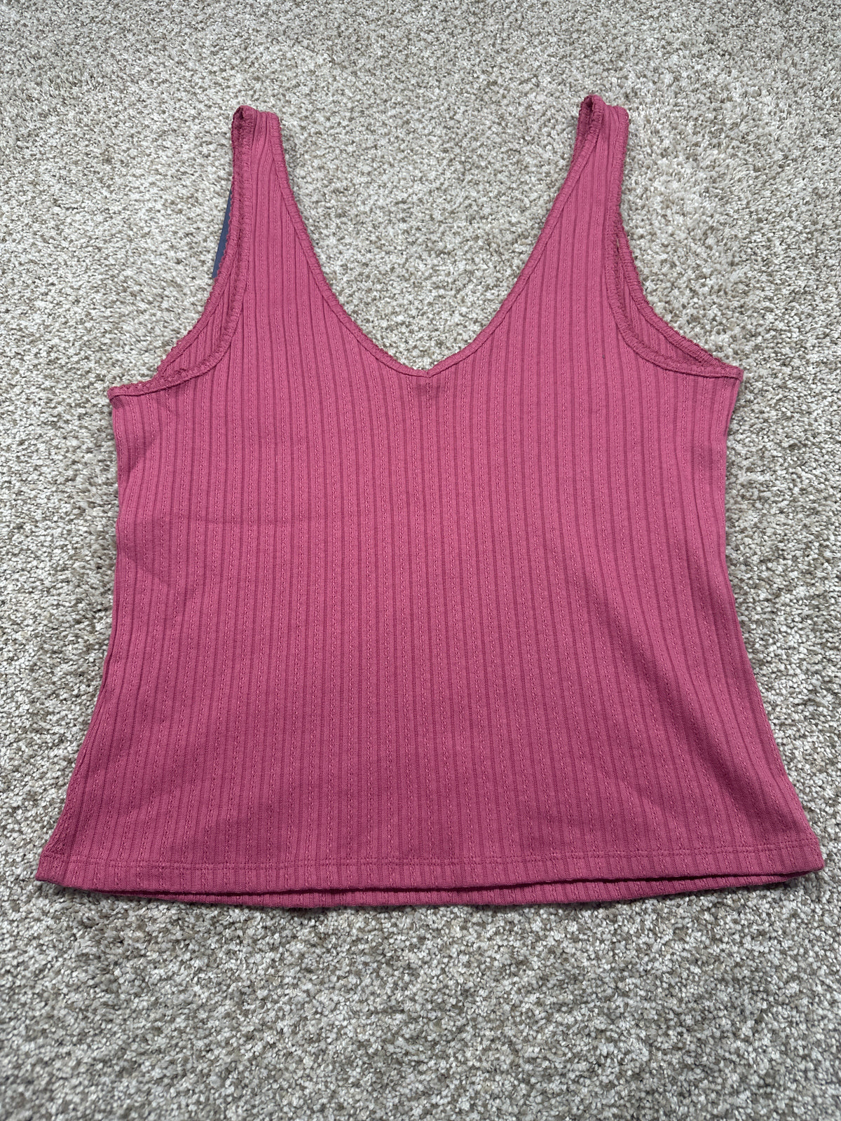Universal Thread women's pink pointelle ribbed tank top back