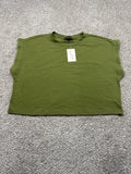 Universal Thread women's green cap sleeve cropped T-shirt front