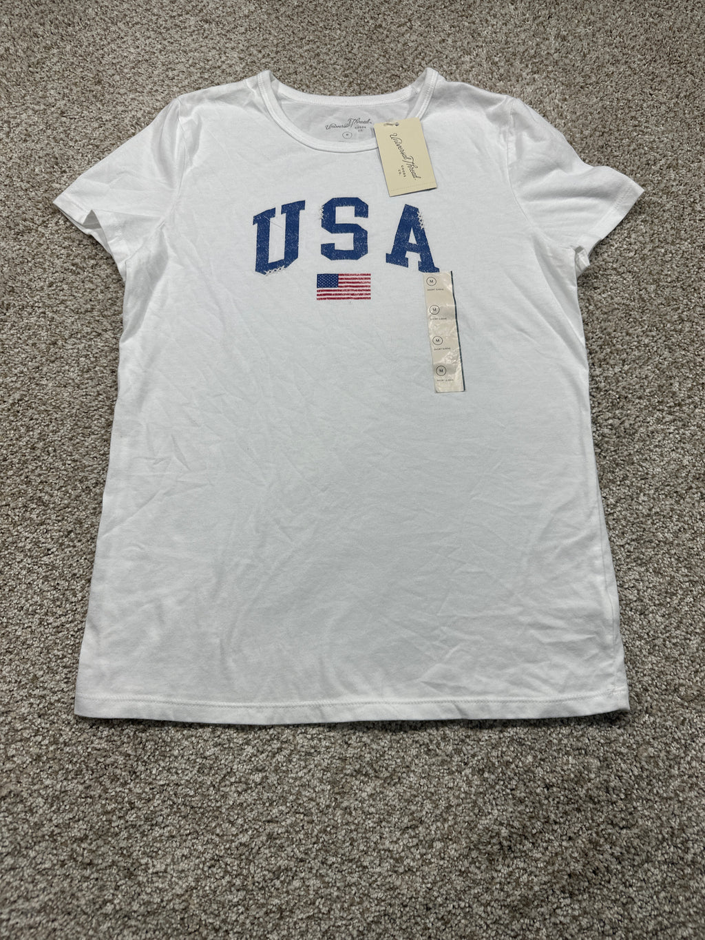 Universal Thread women's white USA flag graphic T-shirt front