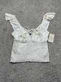 Universal Thread women's cream smocked puff sleeve top front