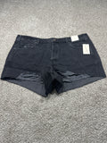 Universal Thread women's black distressed denim cutoff shorts front