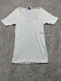 Universal Thread women's cream lace trim ribbed T-shirt front
