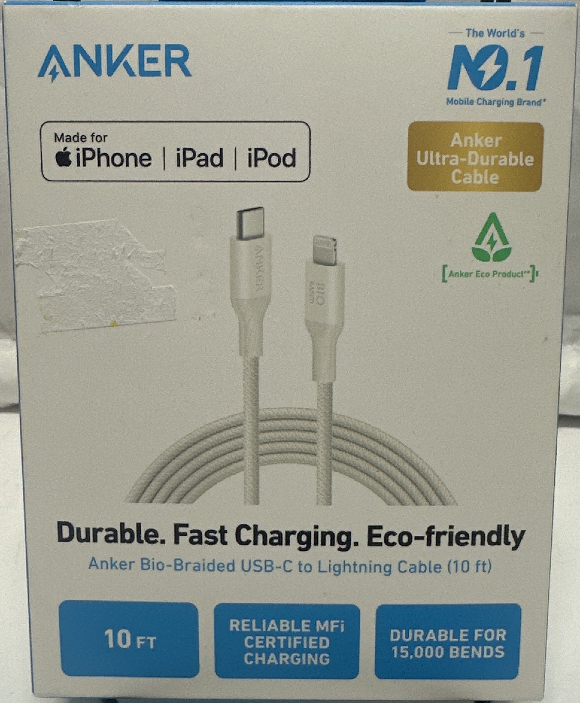 Anker Bio-Braided USB-C to Lightning Cable 10 ft