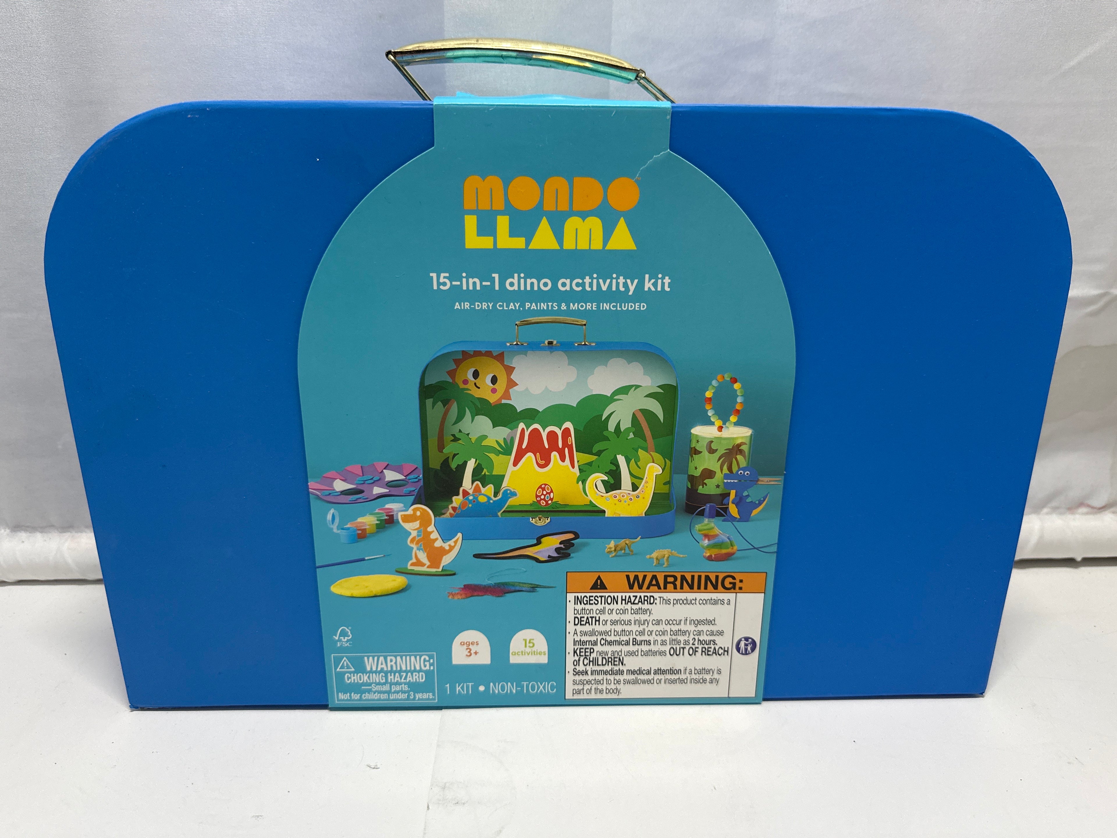 Mondo Llama 15-in-1 Dino Activity Kit Kids Arts Crafts Carry Case Ages 3+