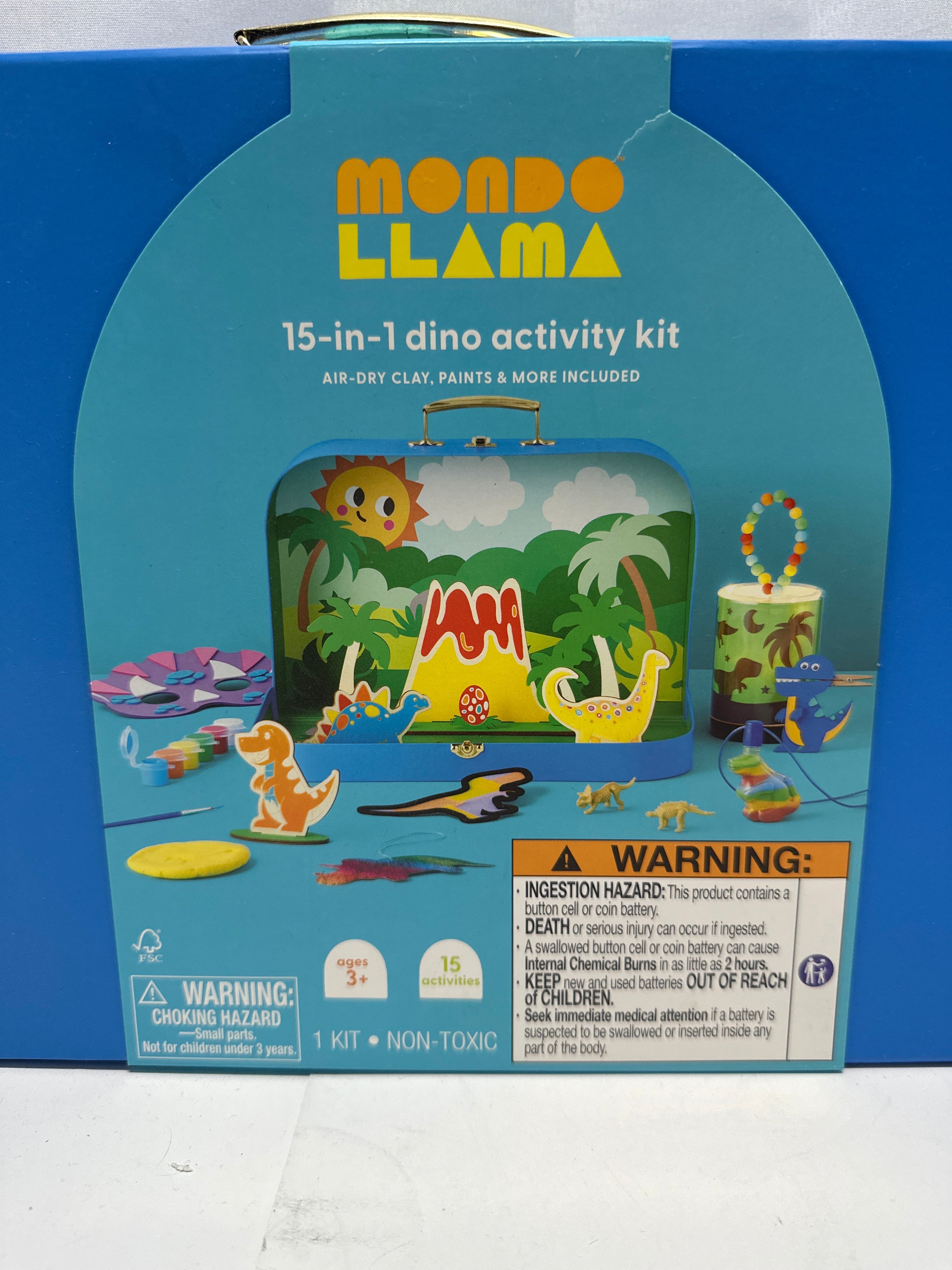 Mondo Llama 15-in-1 Dino Activity Kit Kids Arts Crafts Carry Case Ages 3+
