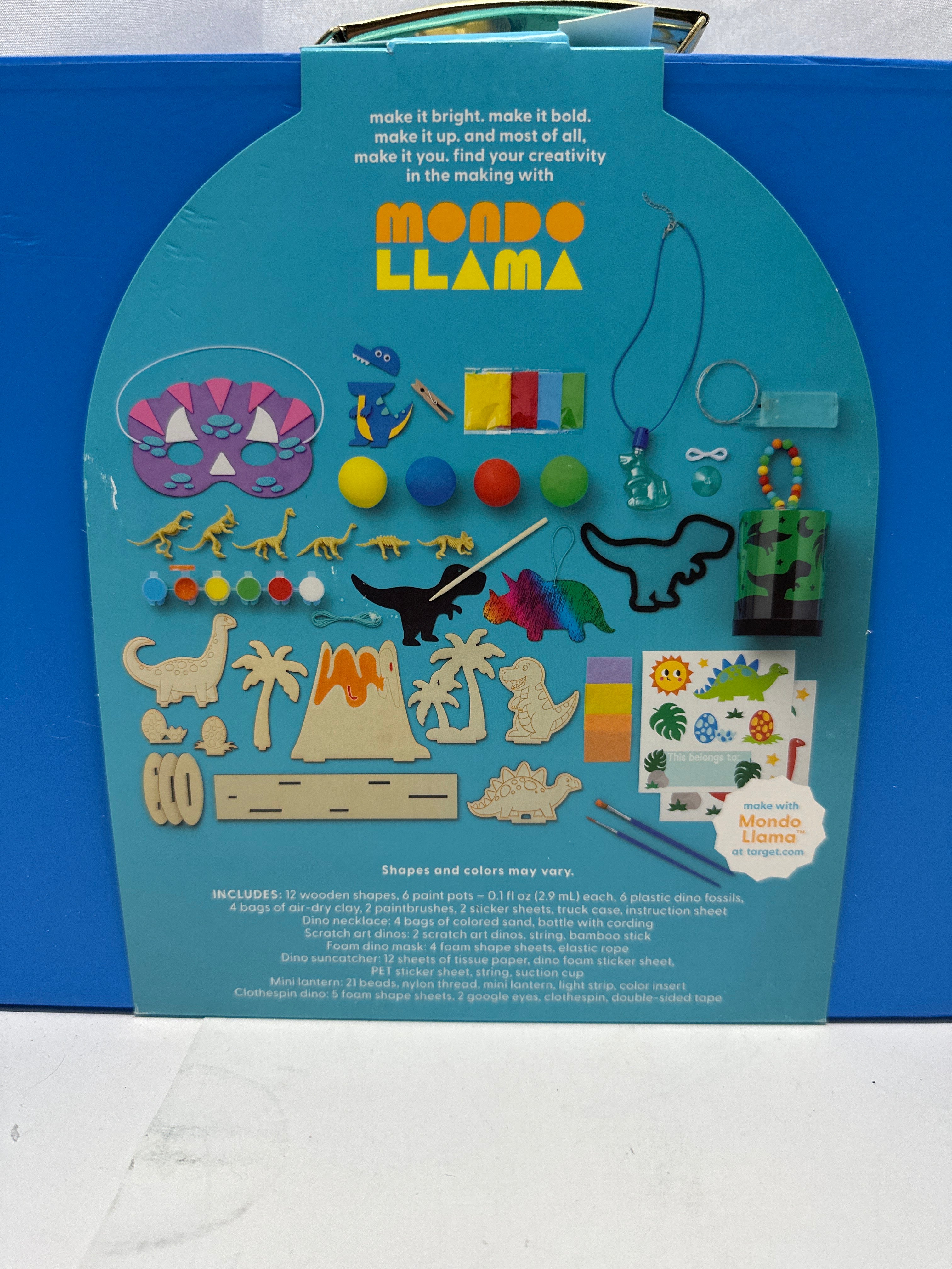 Mondo Llama 15-in-1 Dino Activity Kit Kids Arts Crafts Carry Case Ages 3+