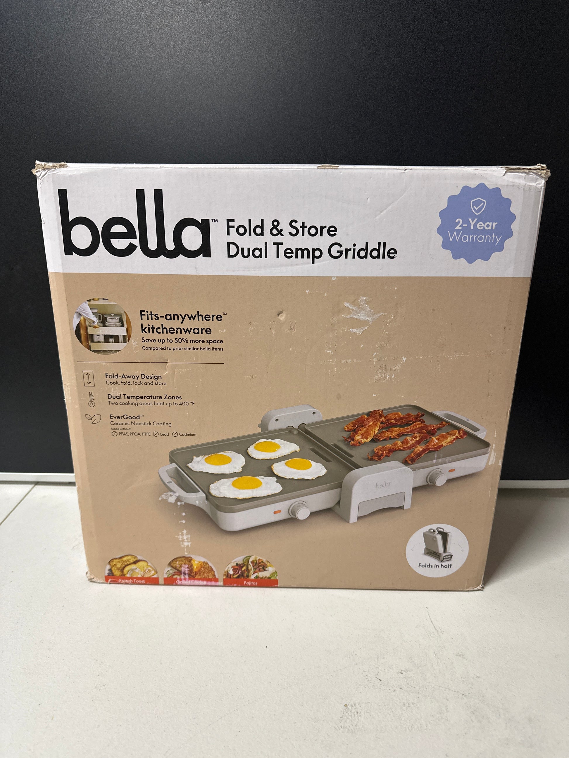 bella Fold and Store Dual Temp Griddle Oatmilk