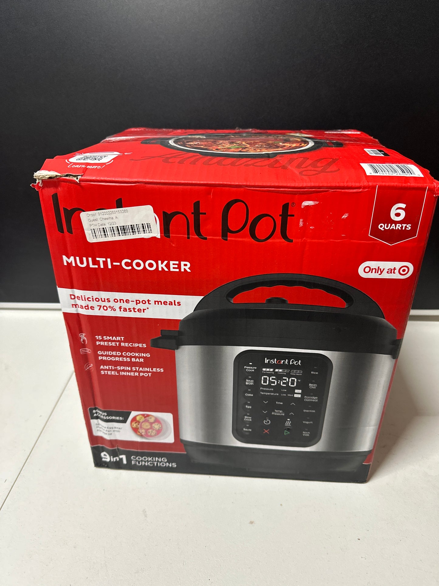 Instant Pot 6qt 9-in-1 Pressure Cooker Bundle: Exclusive Bonus Silicone Pan with Lid, Rice & Multi Cooker, Stainless Steel
