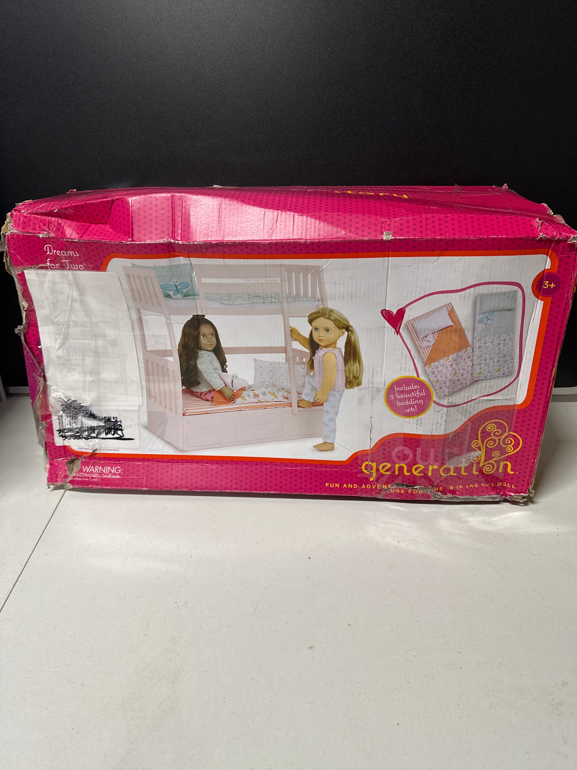 Our Generation Dreams for Two Pink Bunk Beds Accessory Set for 18" Dolls