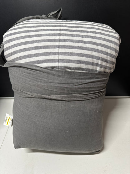Heavyweight Linen Blend Comforter & Sham Set - Casaluna™ Full/ Queen Gray White Striped