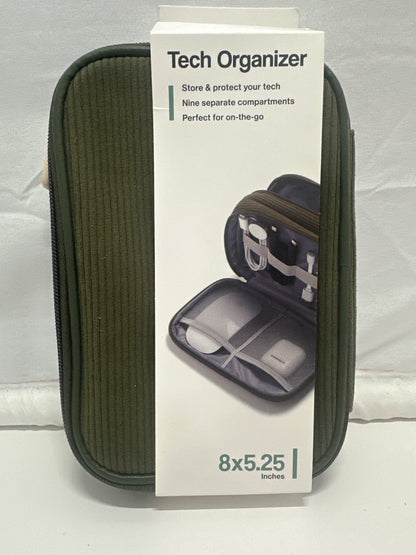 U Brands Tech Organizer Case 8x5.25 Portable Storage Green