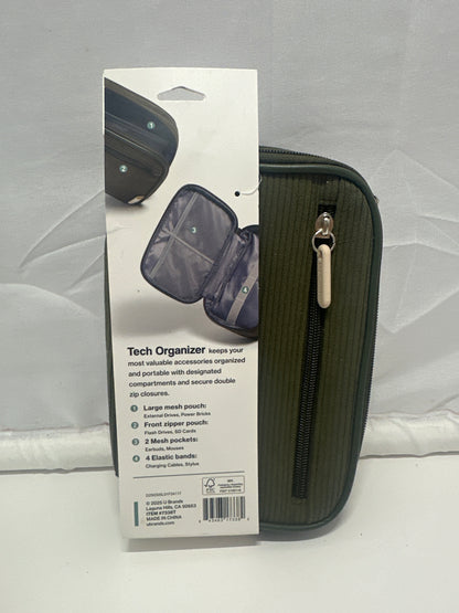 U Brands Tech Organizer Case 8x5.25 Portable Storage Green