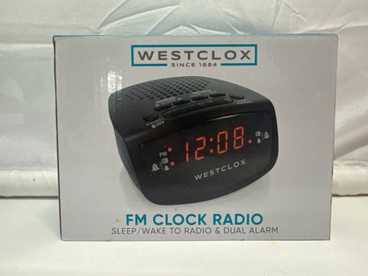 Westclox FM Clock Radio Dual Alarm Snooze Hi Lo Dimmer Model 80209T Black