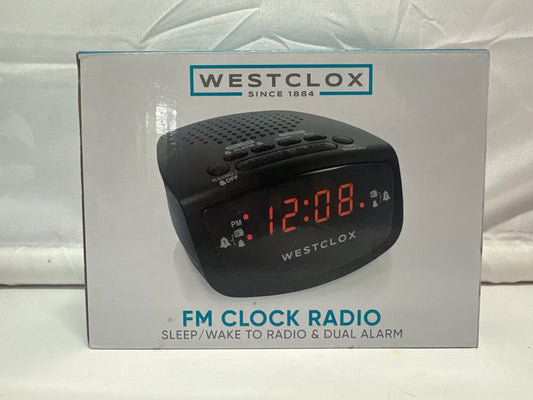Westclox FM Clock Radio Dual Alarm Snooze Hi Lo Dimmer Model 80209T Black