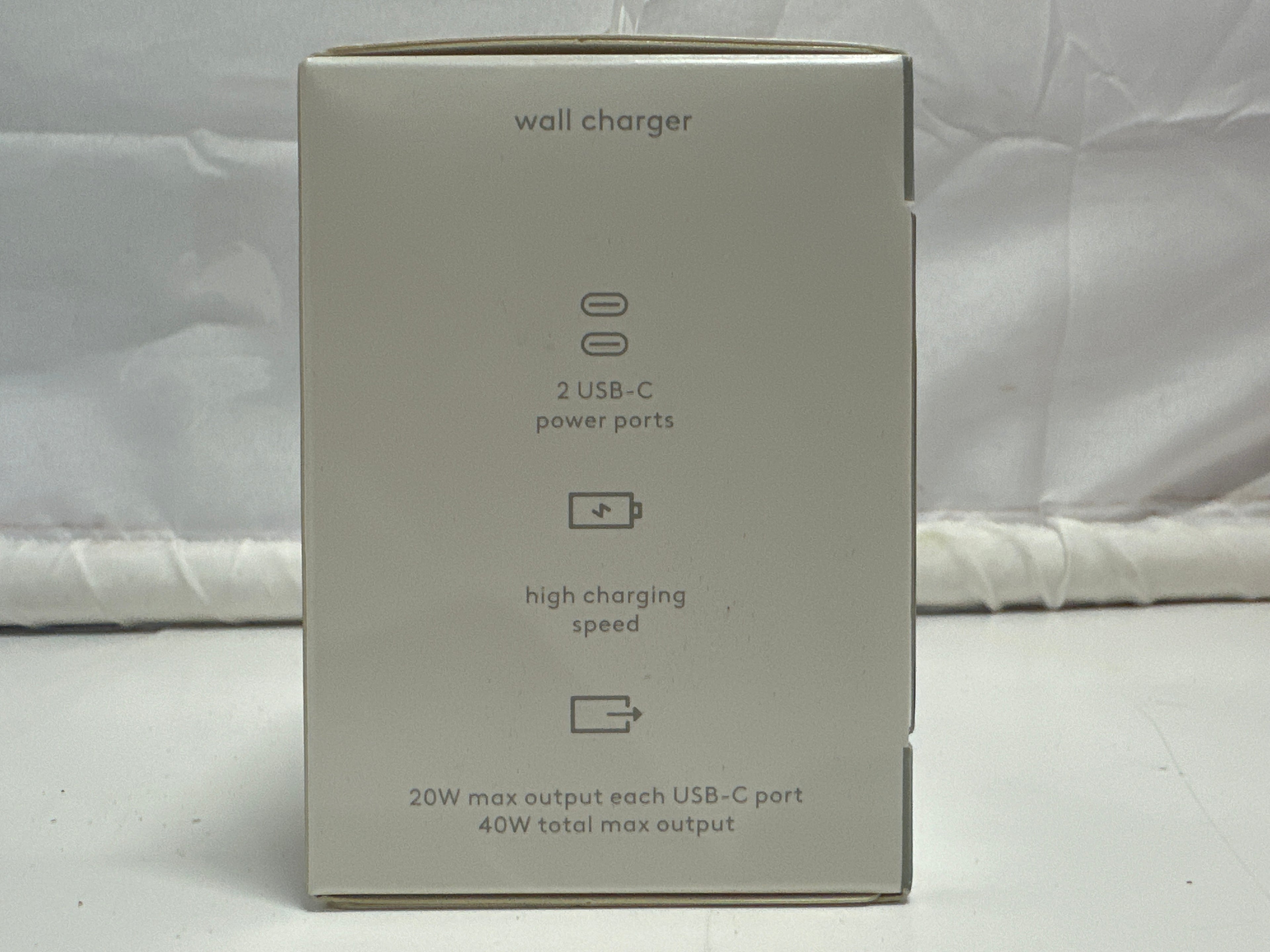 Heyday Dual USB-C Wall Charger Chrome 20W Fast Charging Block