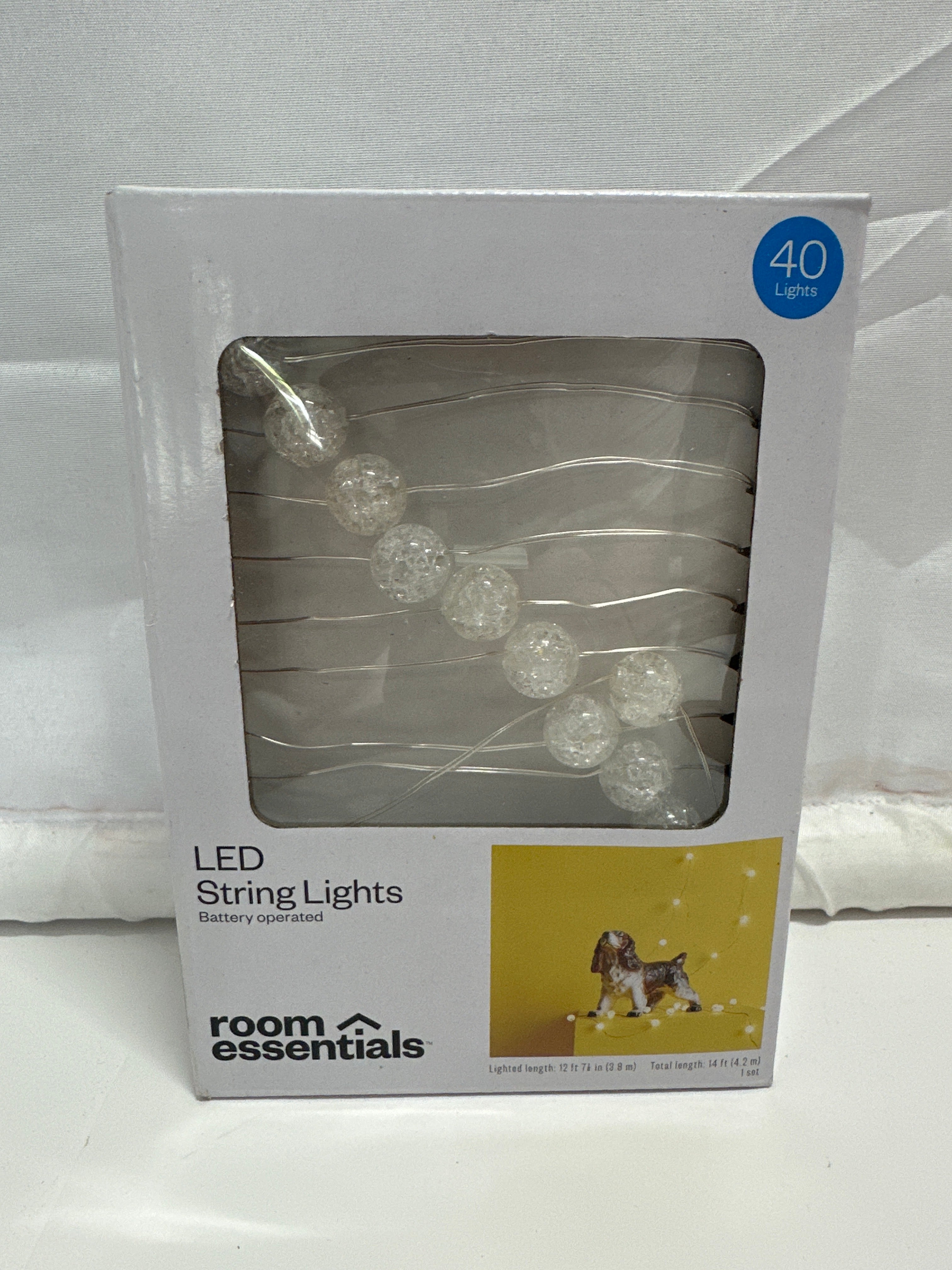 Room Essentials LED String Lights 40 Count Clear Orb Battery