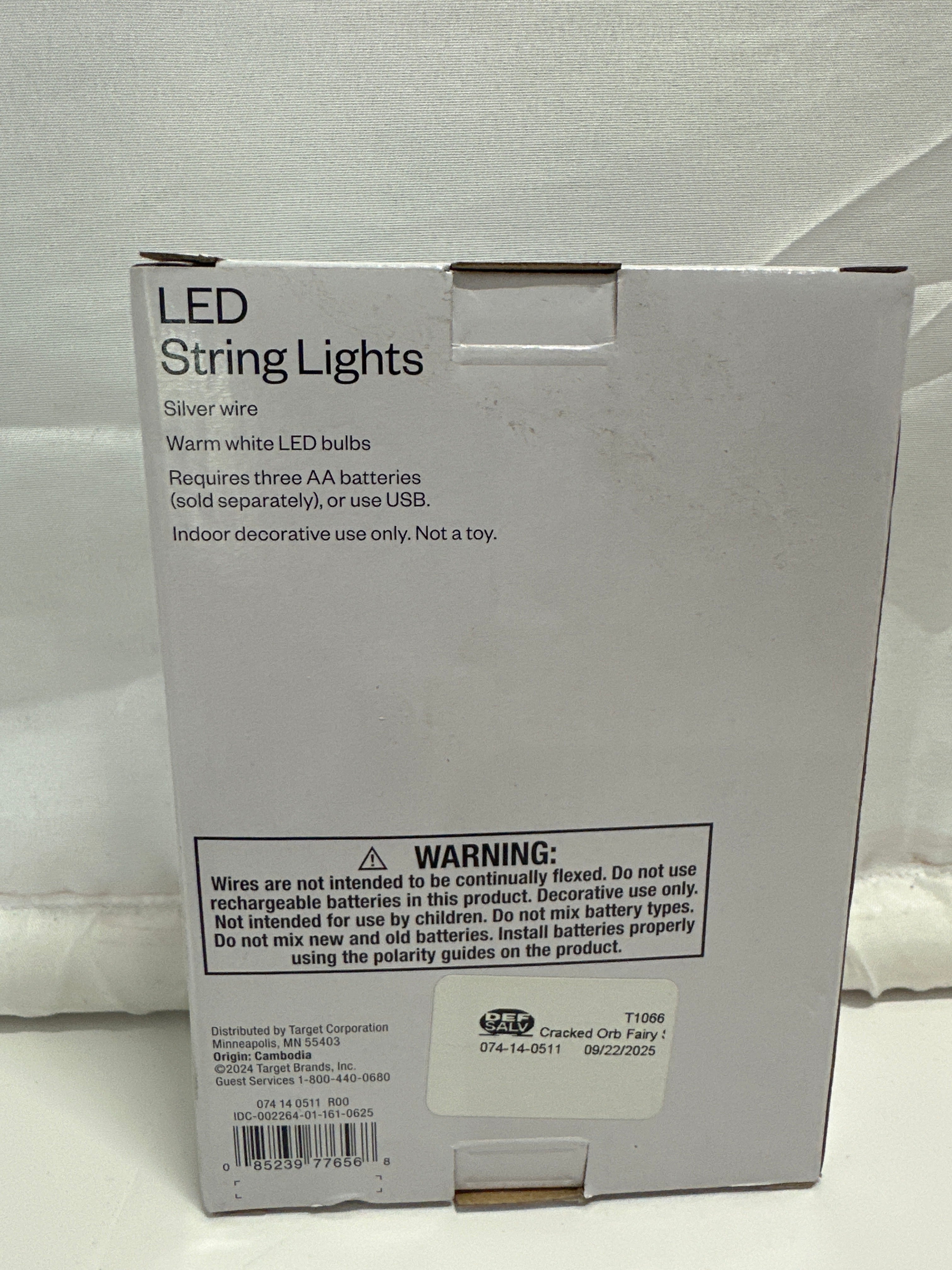Room Essentials LED String Lights 40 Count Clear Orb Battery