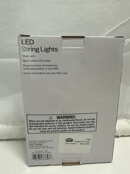 Room Essentials LED String Lights 40 Count Clear Orb Battery