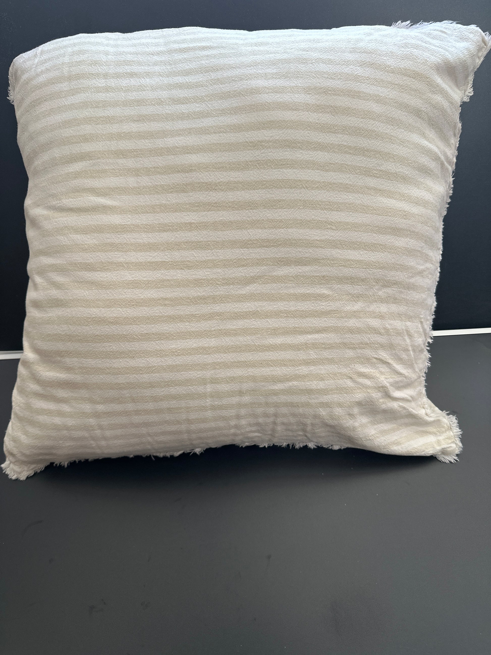 Euro 26''x26'' Textured Chambray Cotton Decorative Throw Pillow - Casaluna™ Natural Stripe