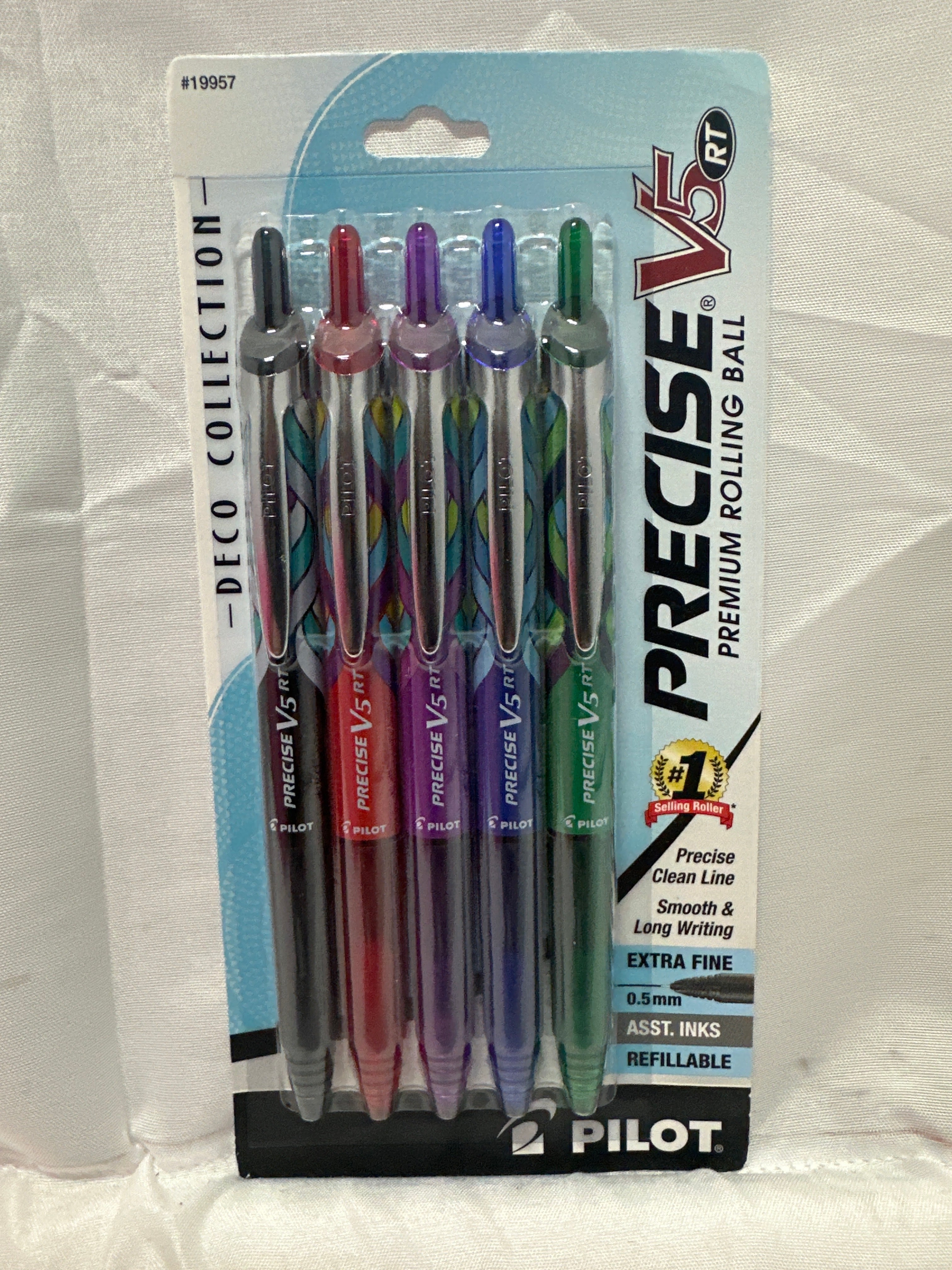Pilot Precise V5 RT Pens 0.5mm Extra Fine Assorted Ink 6 Pack Deco Collection