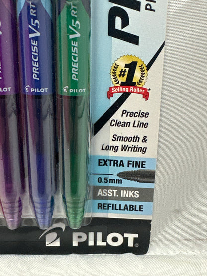 Pilot Precise V5 RT Pens 0.5mm Extra Fine Assorted Ink 6 Pack Deco Collection