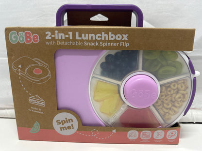 GoBe 2-in-1 Lunchbox Snack Spinner Pink Purple Kids Food Container