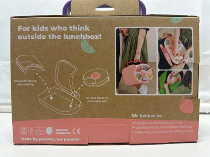 GoBe 2-in-1 Lunchbox Snack Spinner Pink Purple Kids Food Container