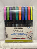Zebra 10 Pc- Count Sarasa Fineliner Pens 0.8mm Assorted Colors